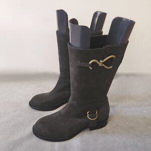 NEW COLE HAAN Air Tantivity Dark Gray Nubuck Moto Boots SZ 6.5 B RETAIL $350!